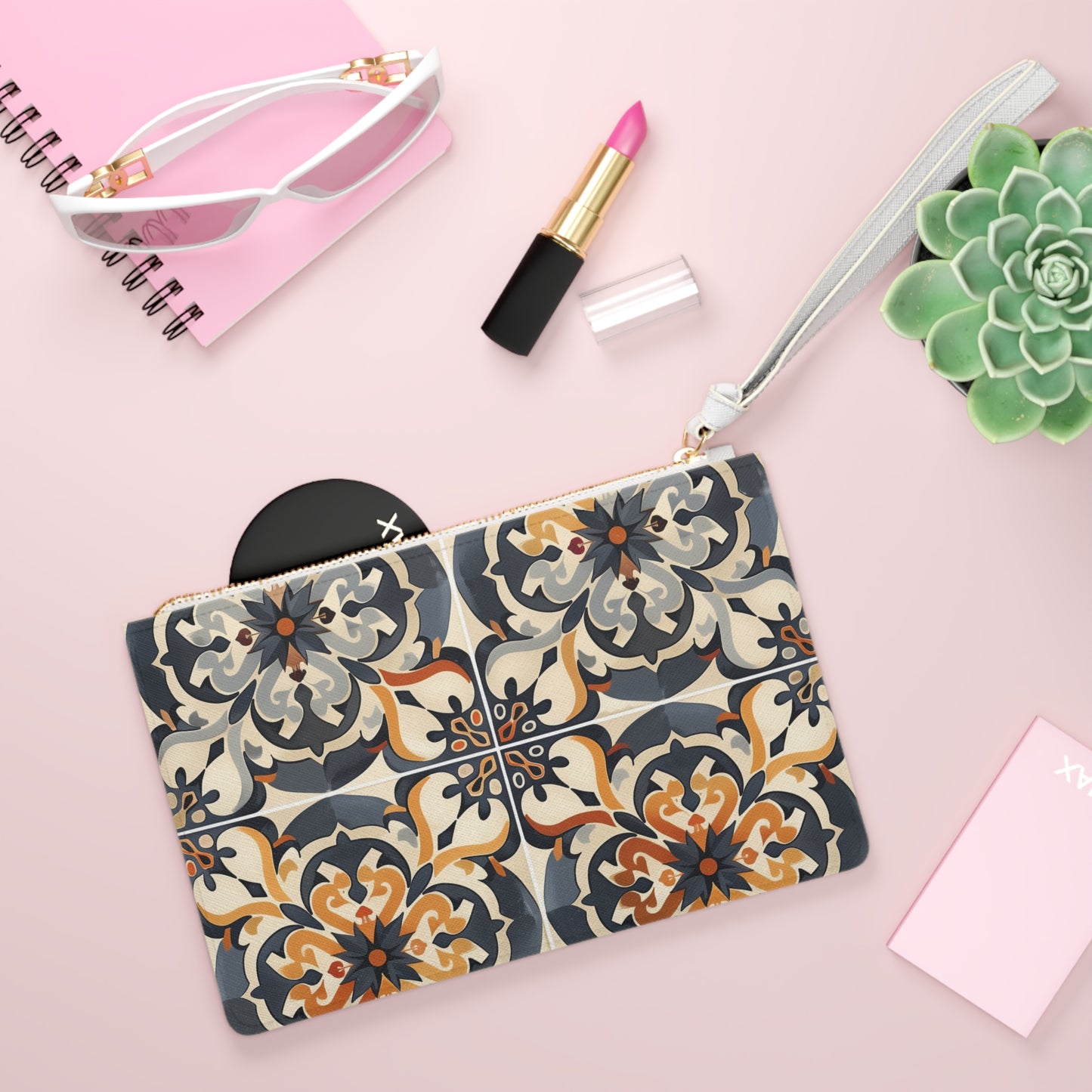 Tile Print Clutch Bag