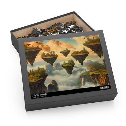 "Island Dreams Jigsaw Puzzle - Surreal landscape with floating islands, vibrant colors, and imaginative scenes for all ages"