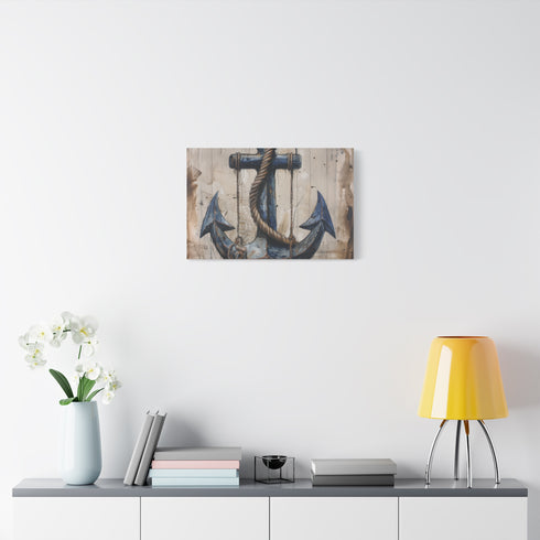 Nautical Anchor and Rope — Canvas Wall Art — Kiln-Dried Pine Frame & Ready-to-Hang Back View