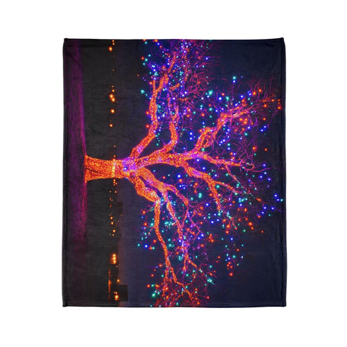 Electric Tree Rooted in the Sky — Plush Fleece Throw Blanket — Product Detail View 7