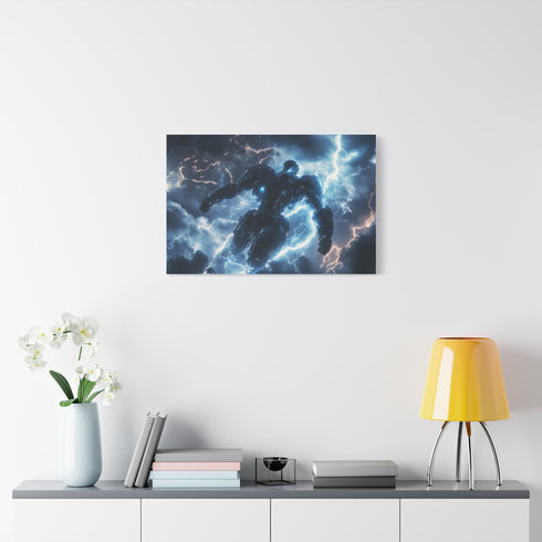 Mech Warrior under Lightning Storm — Canvas Wall Art — Product Detail View 7