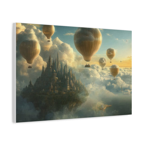 Cloud City Built on Giant Balloons — Canvas Wall Art — Side Profile & Stretched Corner Detail
