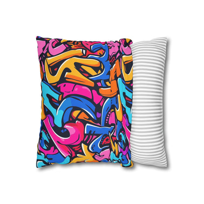 "Neon Urban Graffiti Pillowcase - Vibrant seamless pattern for edgy bedroom decor"