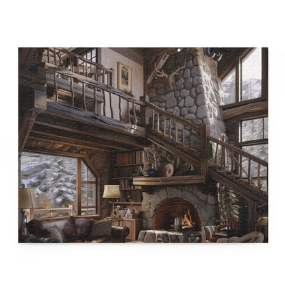 Rustic Mountain Cabin Escape Jigsaw Puzzle - Cozy and Challenging Activity for Rainy Days