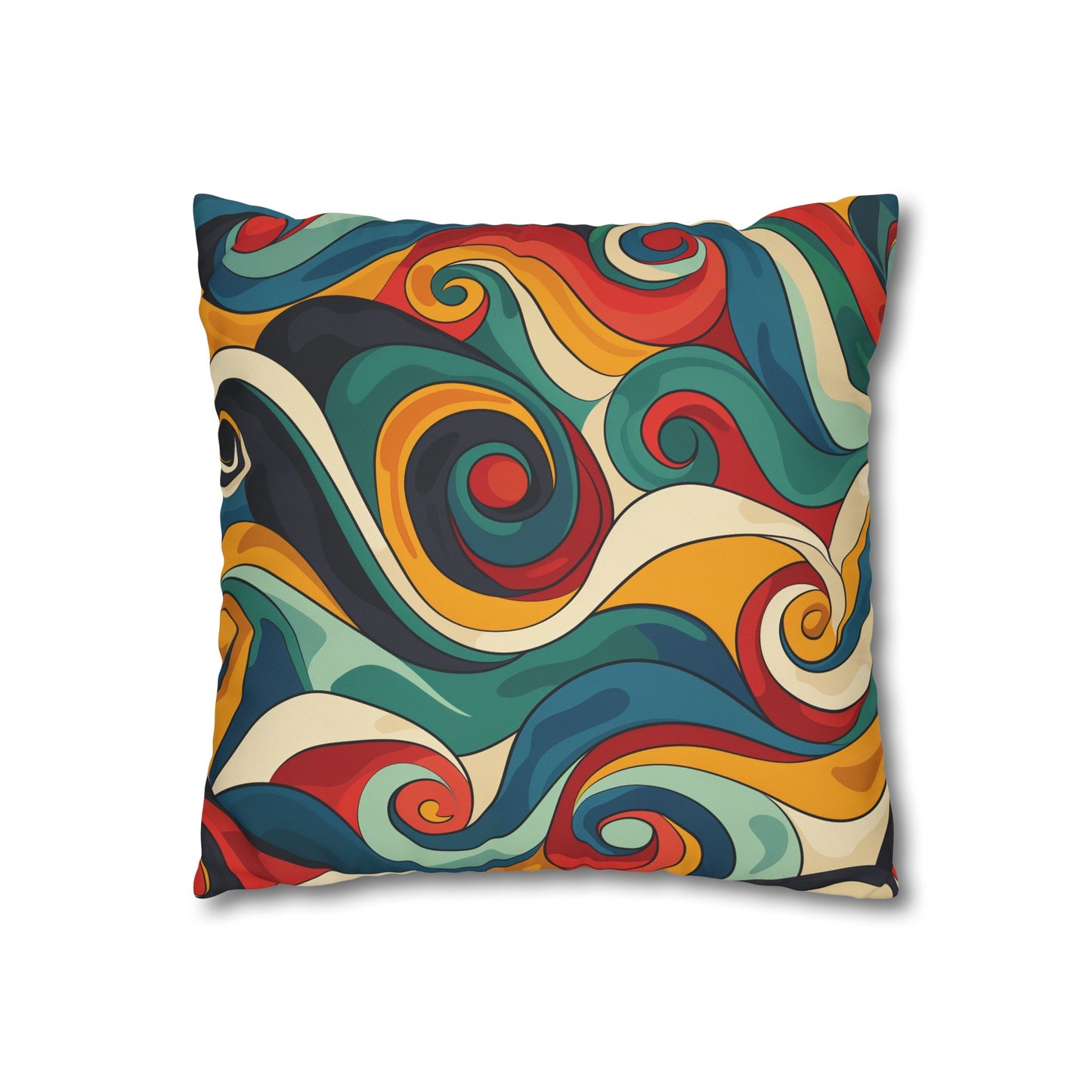 "Vintage Vibes Pillowcase - Retro Waves seamless pattern in vibrant colors, adds retro-chic style to décor"