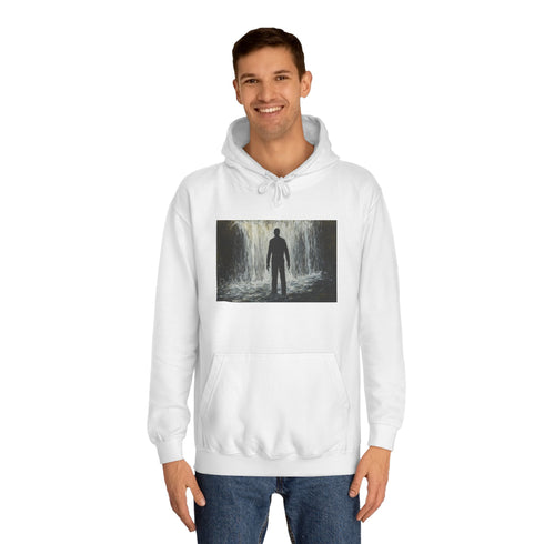 Invisible Man Standing in Waterfall Graphic Unisex College Hoodie