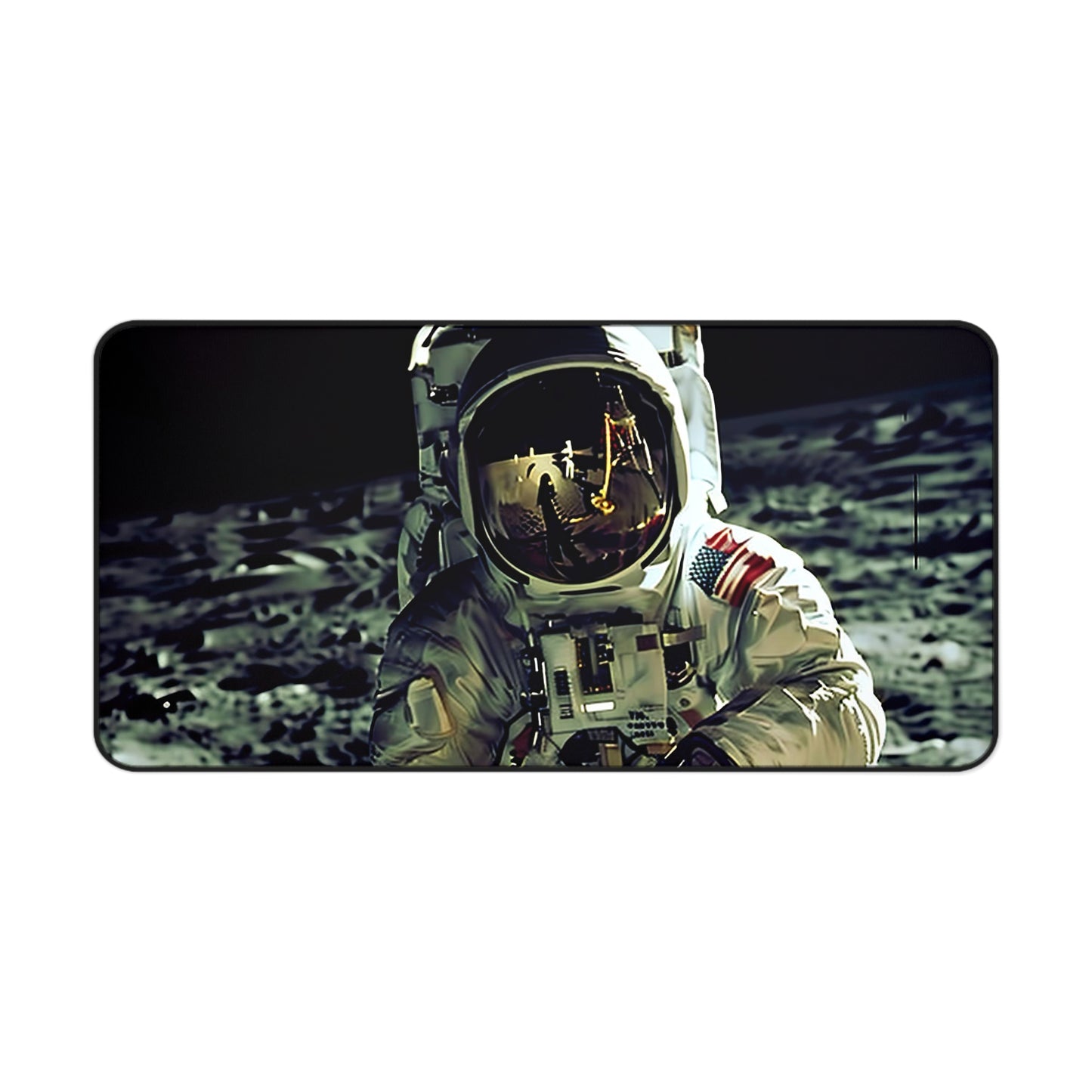 "Spaceman Adventure Desk Mat: Transform your workspace with a galaxy-themed design, featuring a spaceman floating amongst the stars for added creativity and inspiration."