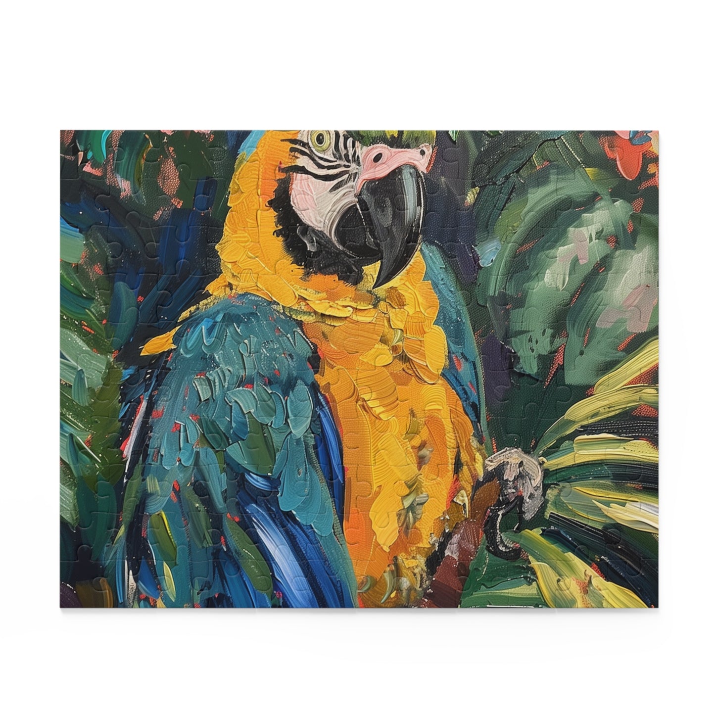 Colorful Parrot Paradise Jigsaw Puzzle: Relaxing tropical scene with vibrant parrot, fun challenge for all ages.