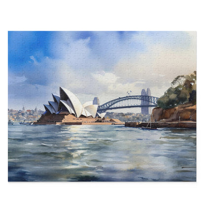 Vibrant Sydney skyline jigsaw puzzle with iconic landmarks and harbor views. Perfect for travel enthusiasts.