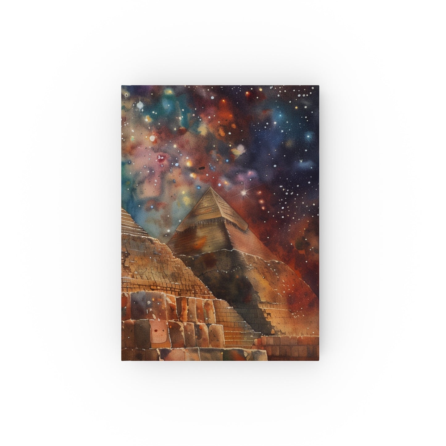 "Watercolor Egyptian Pyramids journal for travel memories and historical reflections"