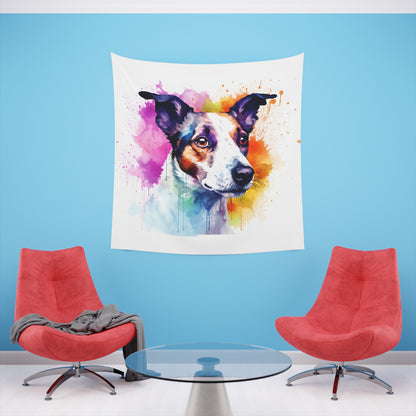 Jack Russell Charm: A Tapestry of Playful Spirit | Wall Tapestry | All Over Print, AOP, Decor, Halloween, Home & Living, Home Decor, Indoor, Spring Essentials, Sublimation, Tapestry | Prints with Passion