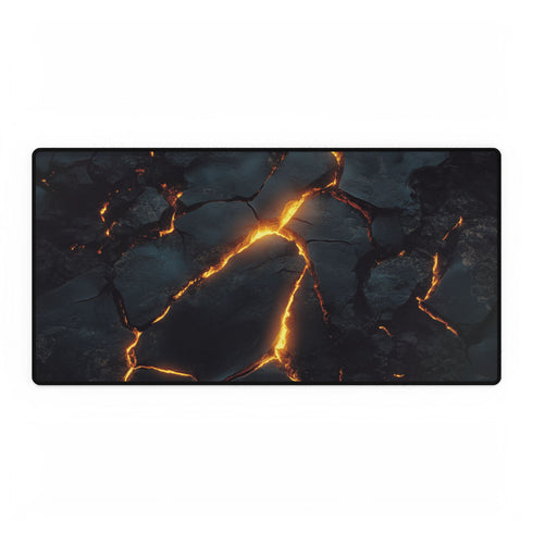 Cracked Earth with Glowing Veins — XL & XXL Desk Mat — Full Top-Down Artwork View