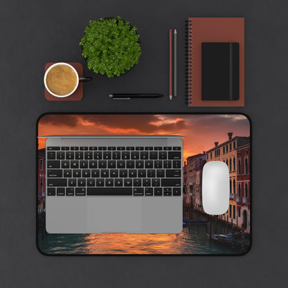 "Venice Italy-inspired Desk Mat - Stay organized in style with this elegant workspace accessory featuring a stunning photo of Venice, Italy"