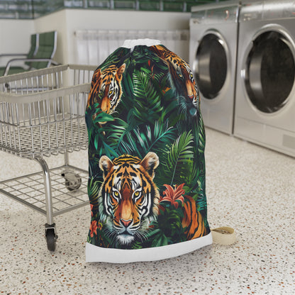 "Jungle Safari Laundry Bag with Majestic Tigers - Transport your clothes in style!"