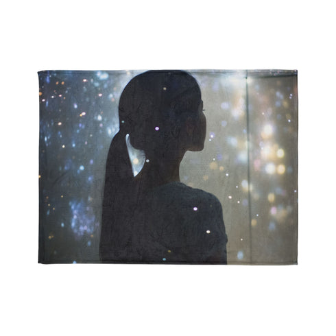 Infinity Mirror Reflecting Shooting Star Plush Fleece Throw Blanket