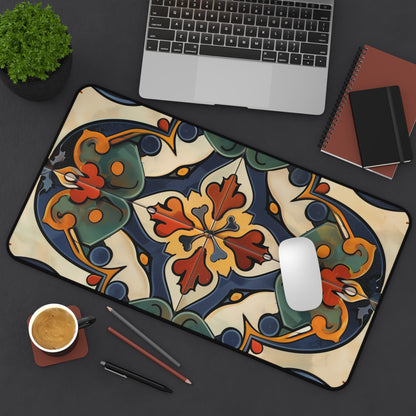 Artisan Tiles Desk Mat - Transform your workspace with elegant traditional tile inspired design, stylish and protective.