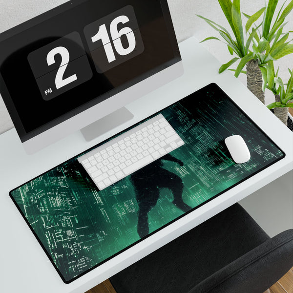 Cyberpunk Neon Wolf Matrix Rain Gaming XXL Extended Desk Mat – Prints With Passion (View 4)