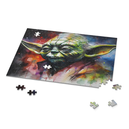 Vibrant Yoda Neon Watercolor Jigsaw Puzzle for Star Wars Fans - Mind-Challenging Fun!