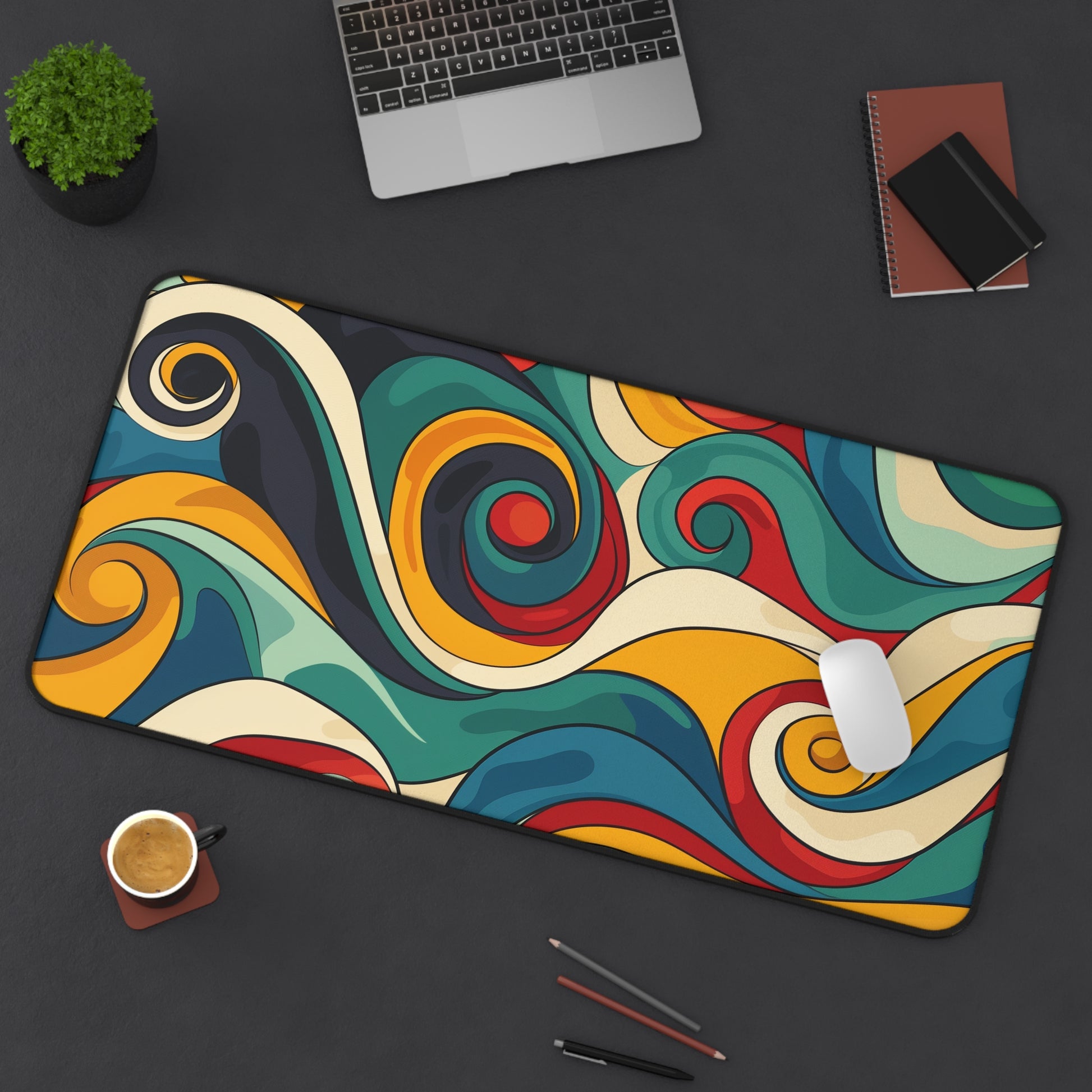 Retro Waves Desk Mat | Desk Mat | Accessories, Back-to-School, Desk, Fall Bestsellers, Home & Living, Mouse pad, Mouse Pads, Mousepad, Seasonal Picks, Stationery, TikTok | Prints with Passion