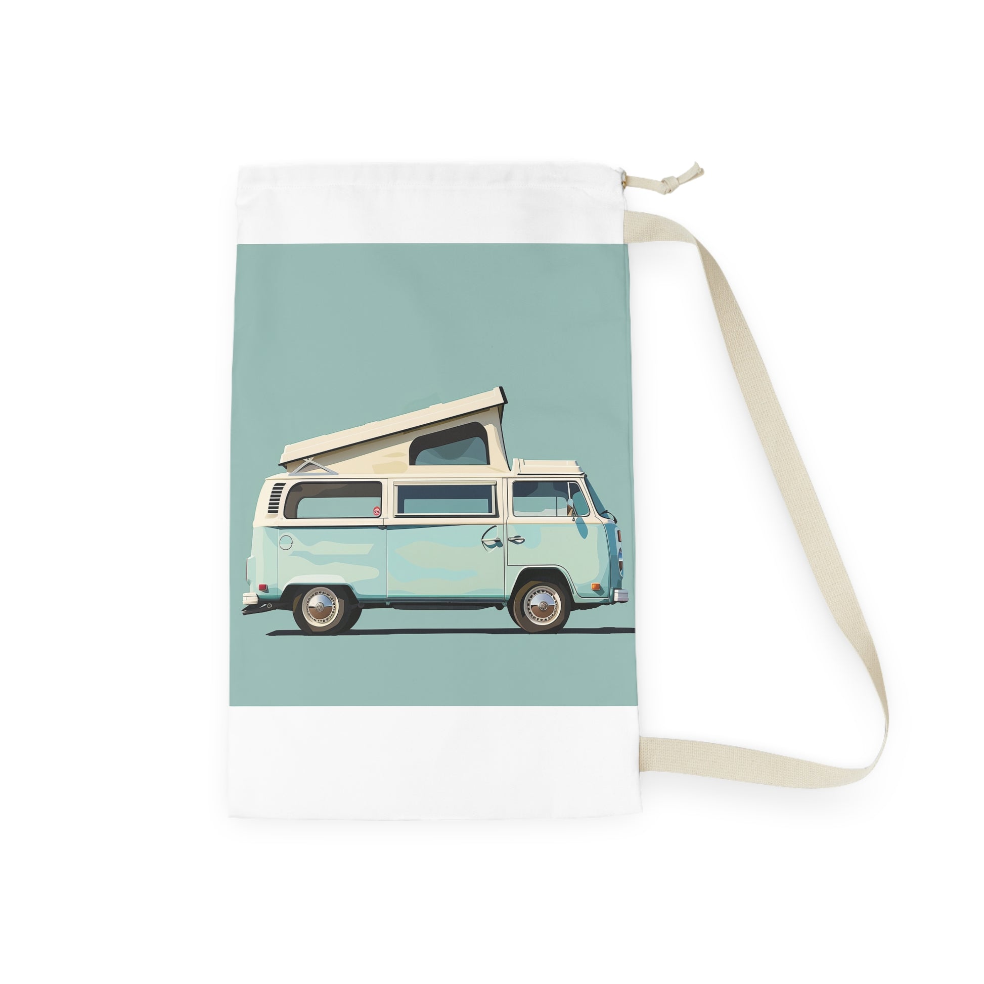 "Retro camper van laundry bag for vintage laundry room organization"