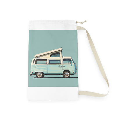 "Retro camper van laundry bag for vintage laundry room organization"