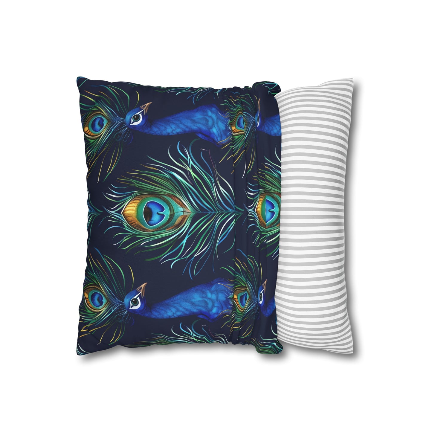 "Soft and stylish peacock feathers pillowcase in vibrant blue seamless pattern"