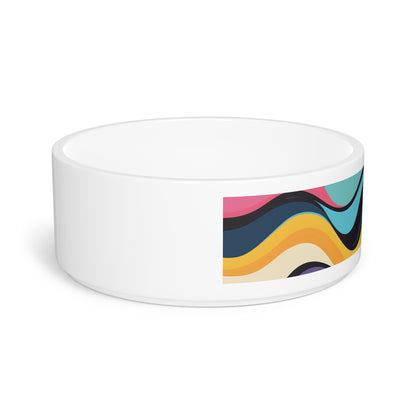 Vibrant Retro Waves Pet Bowl