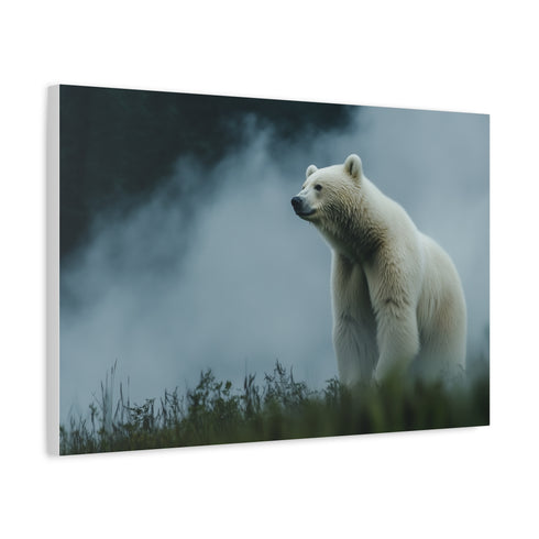 Spirit Bear Emerging from Cloud Mist — Canvas Wall Art — Side Profile & Stretched Corner Detail
