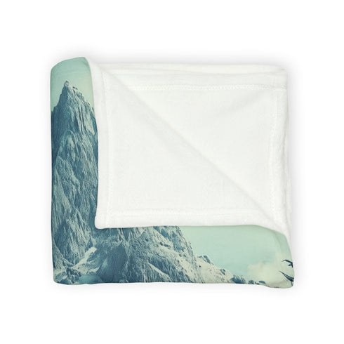 Floating Mountain Surrounded by Whales — Plush Fleece Throw Blanket — Product Detail View 5