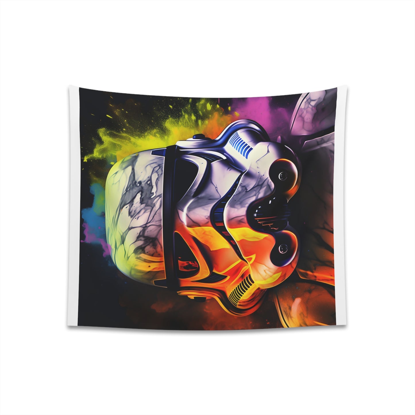 "Neon Stormtrooper Watercolor Tapestry - Galactic Hues Art Decor 34x40" & 57x57"