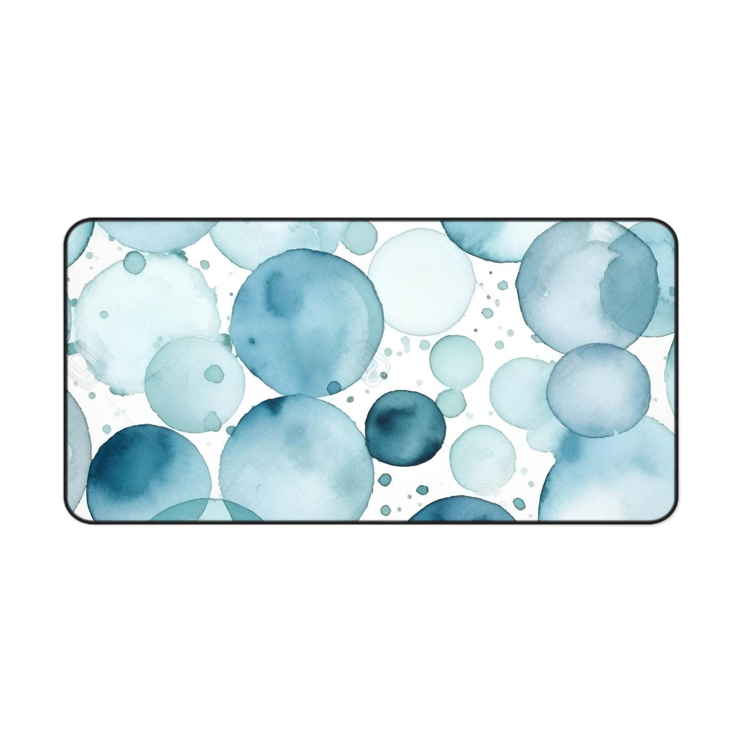 "EyeTide Desk Mat - Whimsical eye pattern in ice blue water colors for unique workspace decor"