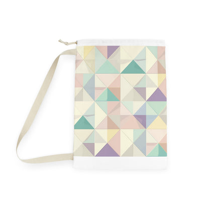 "Pastel Geo Laundry Bag - Stylish laundry essential with geometric pattern in soothing colors"