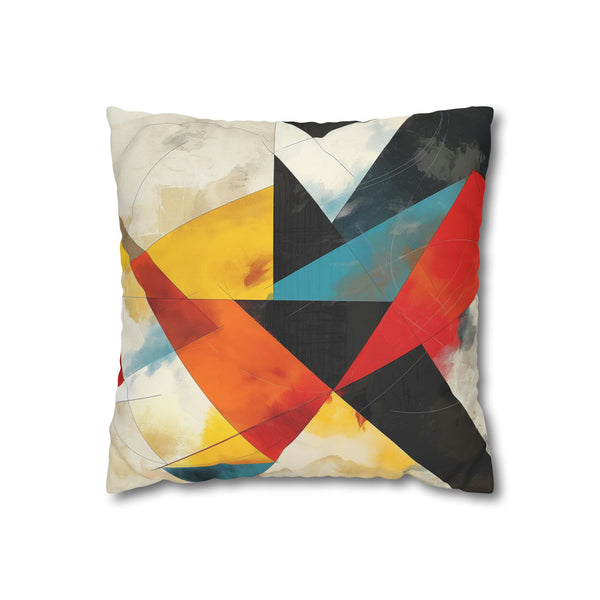 Abstract Geometric Shapes Faux Suede Square Cushion Cover