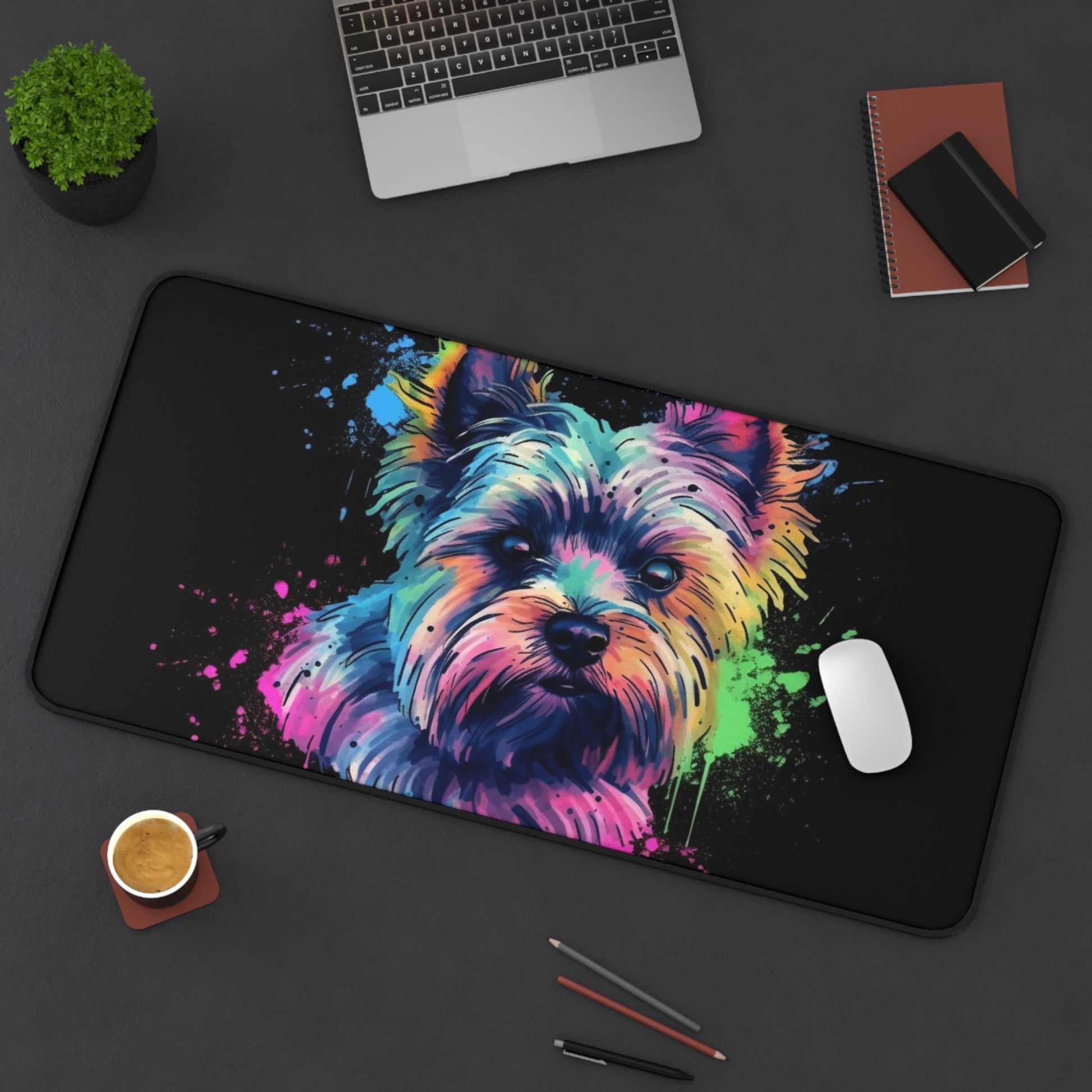 Yorkie Pup Desk Mat | Desk Mat | Accessories, Back-to-School, Desk, Fall Bestsellers, Home & Living, Mouse pad, Mouse Pads, Mousepad, Seasonal Picks, Stationery, TikTok | Prints with Passion