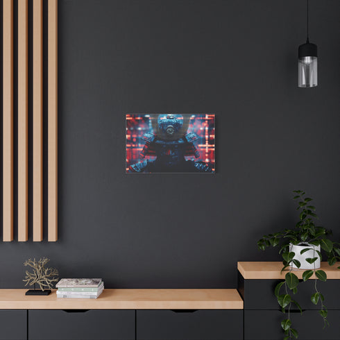 Samurai Helmet over Digital Grid — Canvas Wall Art — Product Detail View 5