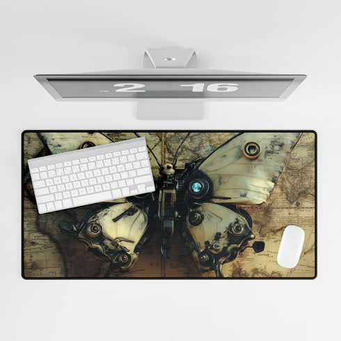 Robot Butterfly over Ancient Map — XL & XXL Desk Mat — Product Detail View 5