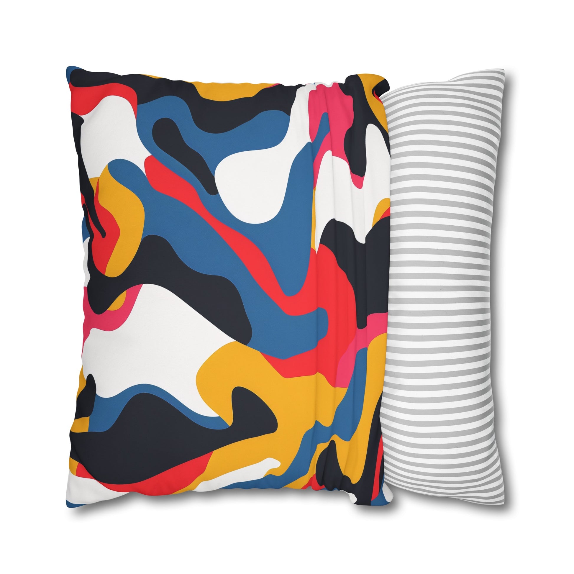 Bright and modern abstract pattern pillowcase for vibrant bedroom decor.