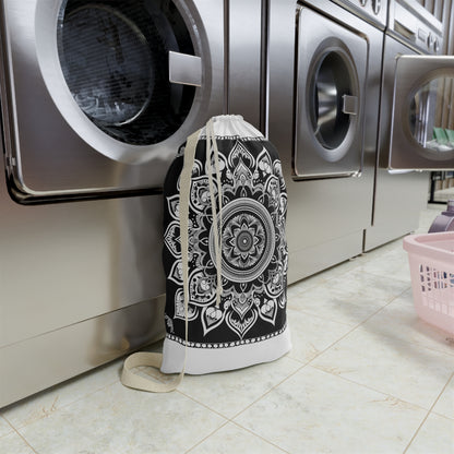 "Elevate laundry routine with Zen Mandala Laundry Bag - durable material with beautiful mandala pattern adding style and functionality"