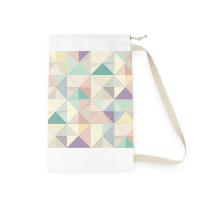 Stylish pastel geo laundry bag with seamless geometric pattern in soothing colors. Tidy up effortlessly!