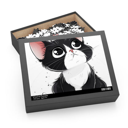 Colorful Cartoon Cat Jigsaw Puzzle for All Ages: Piece together a purr-fect day with this adorable puzzle featuring a charming cat and playful designs.