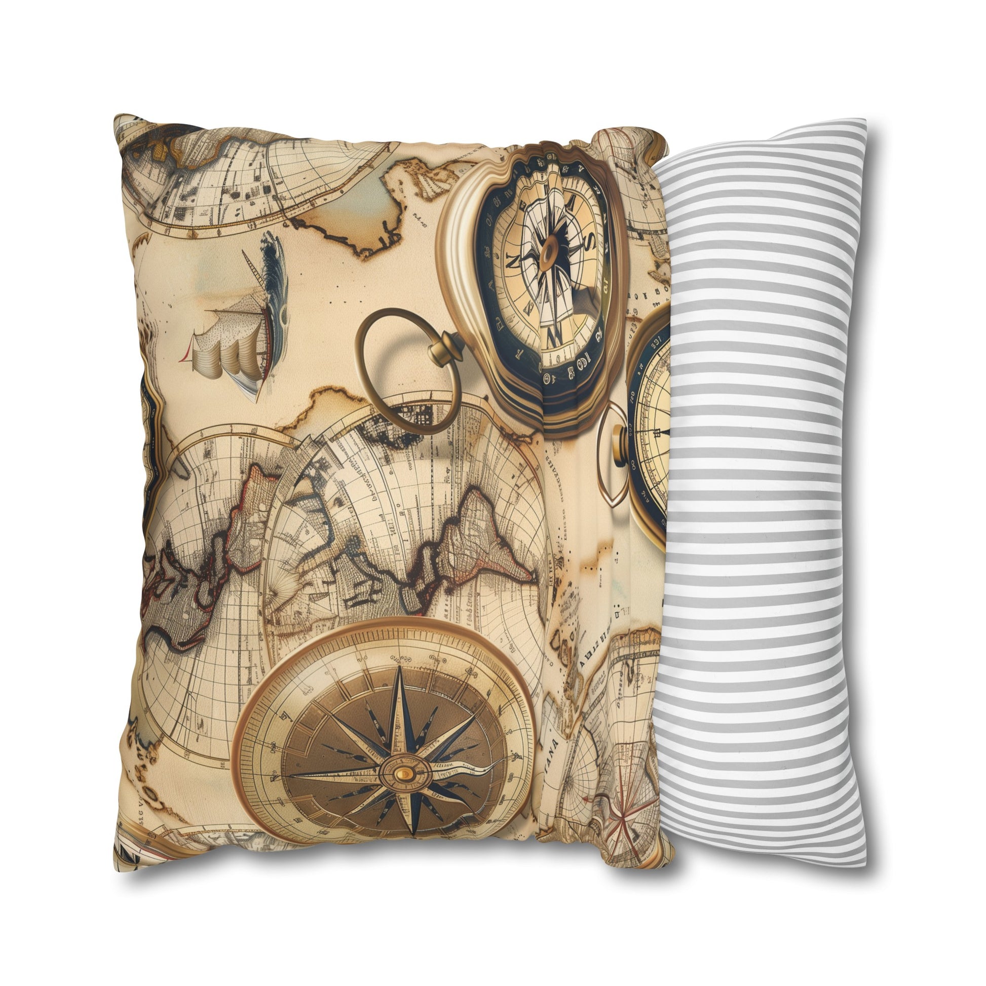 "Vintage Maps Pillow Case Set - Explore the world in your dreams with this intricate and comfortable design"