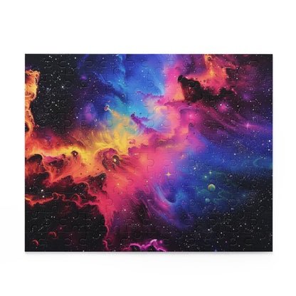 Neon Space Galaxy Jigsaw Puzzle - Vibrant colors and intricate design for space lovers