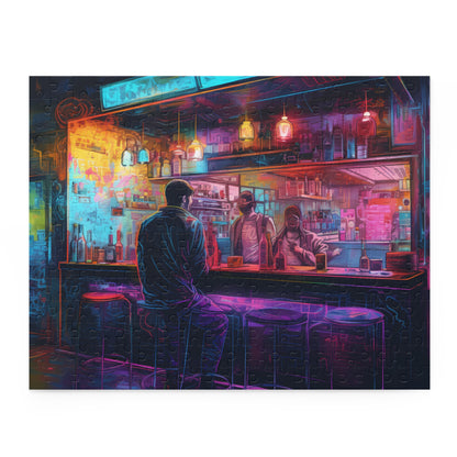 Neon Bar Watercolor Jigsaw Puzzle