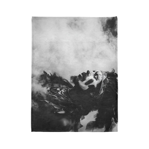 Tribal Warrior Made of Smoke — Plush Fleece Throw Blanket — Product Detail View 10