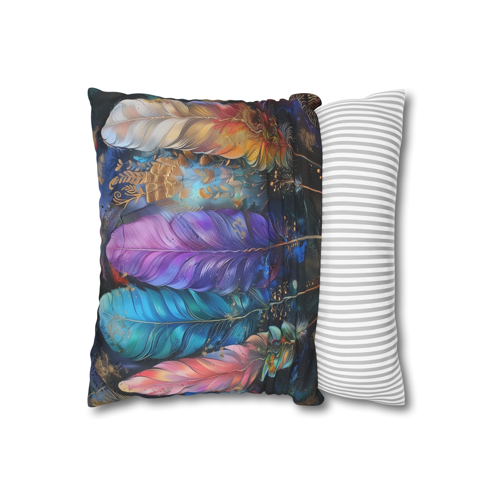 "Boho Plume Pillowcase - Feather Design in Earthy Tones, High-Quality & Stylish, Perfect for All Seasons | Makes a Great Gift - Shop Now!"