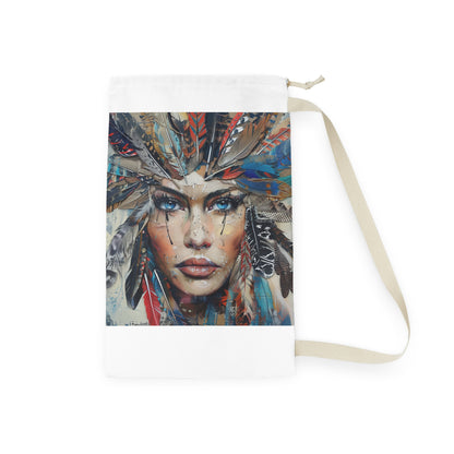 Bohemian Feather Laundry Bag: Chic laundry accessory with whimsical design, perfect for stylish spaces.