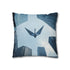 Paper Crane Soaring Above Skyscrapers — 40×40 Cushion Cover — Double-Sided Back & Concealed Zip Detail