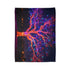 Electric Tree Rooted in the Sky — Plush Fleece Throw Blanket — Folded Plush Blanket Detail