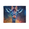 Giraffe with Nebula Skin Plush Fleece Throw Blanket