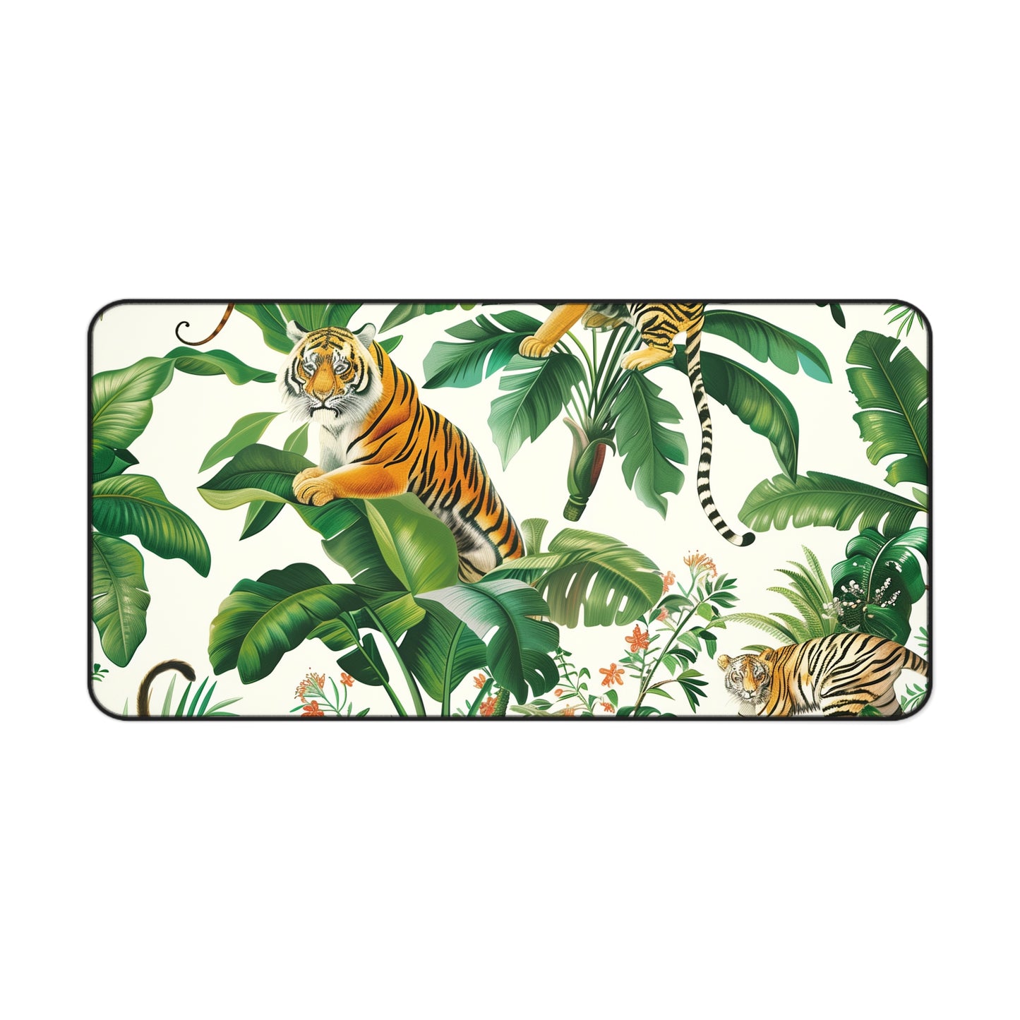 "Tiger Jungle Safari Desk Mat - Transform your workspace with majestic tigers in their natural habitat. Add adventure to your desk now!"